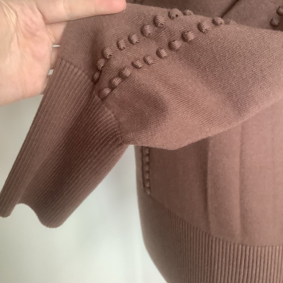 Andree By Unit Sz M Knit Embroidered Chocolate Brown Women's Sweater - Picture 2 of 12